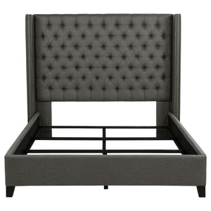 Lendra - Upholstered Wingback Bed With Tufted Headboard