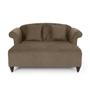 Upholstered Chaise Lounge with Scroll Arms & Pillows - Dark Gray or Dark Brown