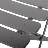 3 Pieces Patio Bistro Balcony Metal Chair Table Set - Gray