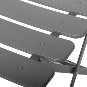 3 Pieces Patio Bistro Balcony Metal Chair Table Set - Gray