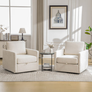 29.5''W Upholstered 360° Swivel Armchair with Hidden Storage
