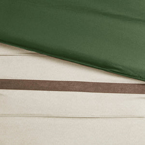 7 PC Faux Suede Comforter Set Green Queen