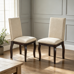 TREXM Set of 2 Dining Chairs with Nailhead (Espresso)