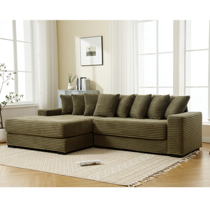 Oversized Two-Piece Corduroy Sofa with Left Chaise Daybed