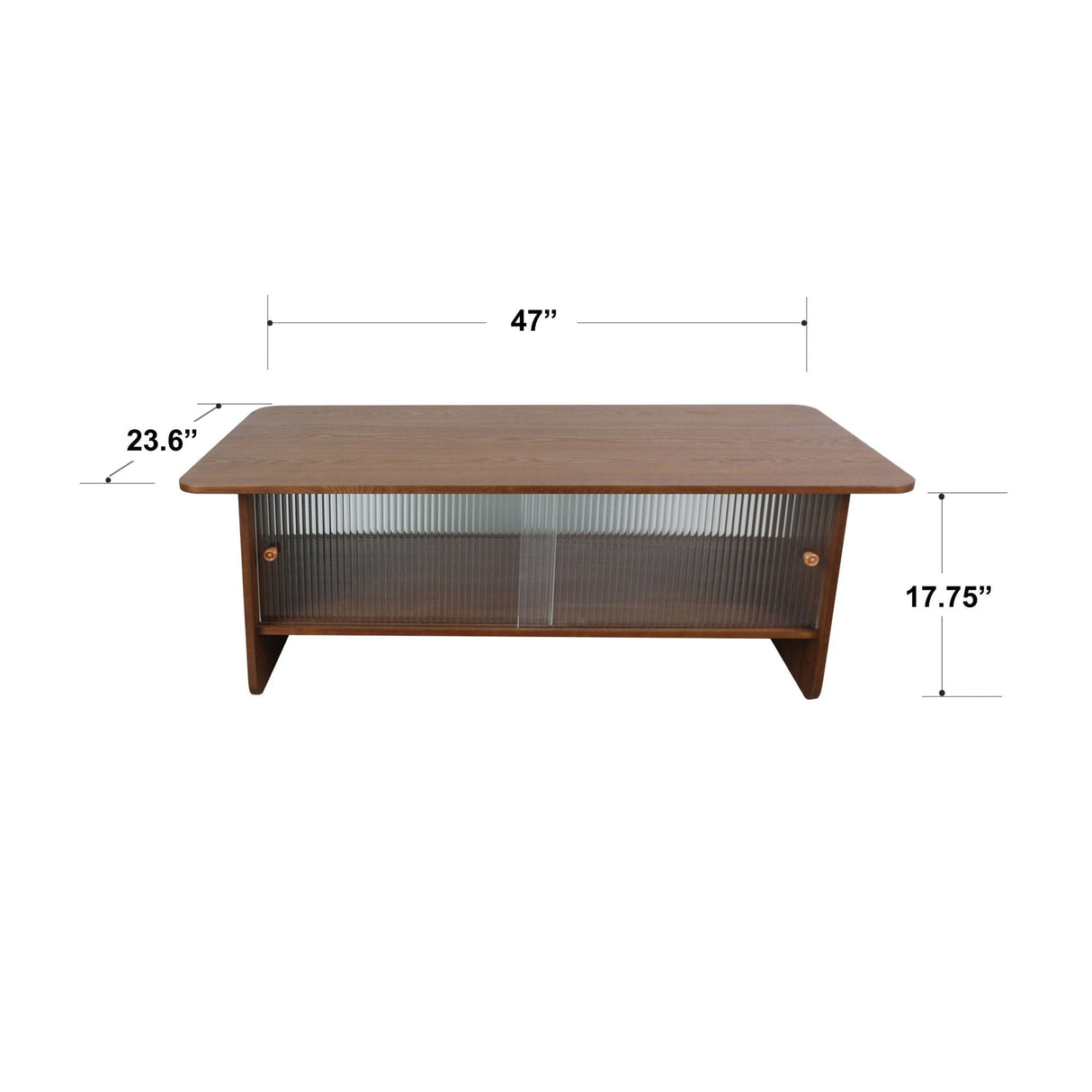 Rectangular Coffee Table With Sliding Door Storage Center