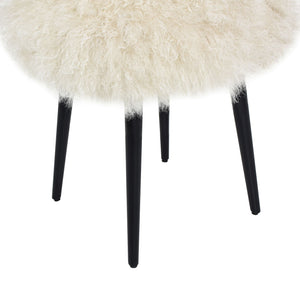 Alberta Mongolian Sheepskin Round Ottoman