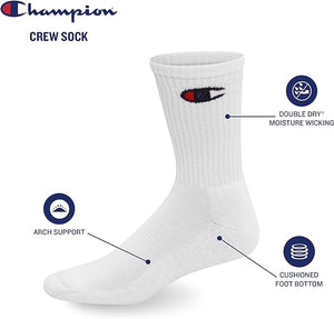 12-Pack Champion Crew Socks - Grey