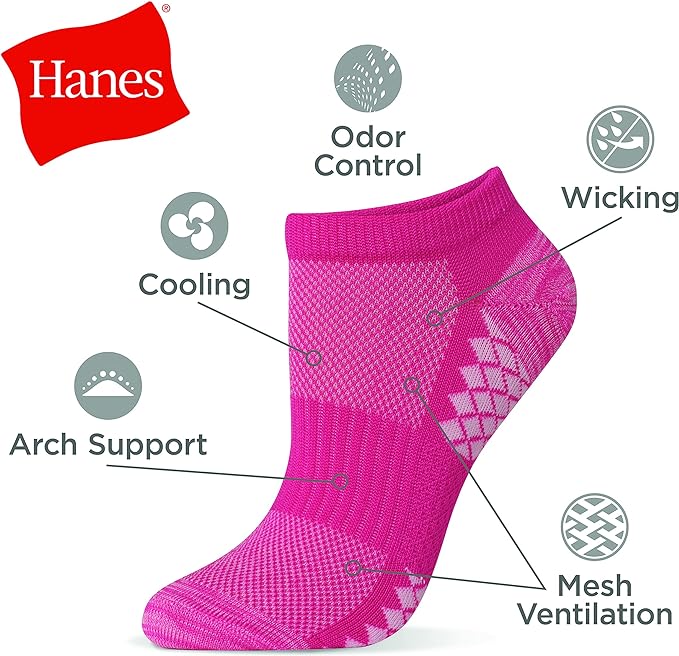 12-Pack Hanes Xtemp No Show Socks - Assorted Colors