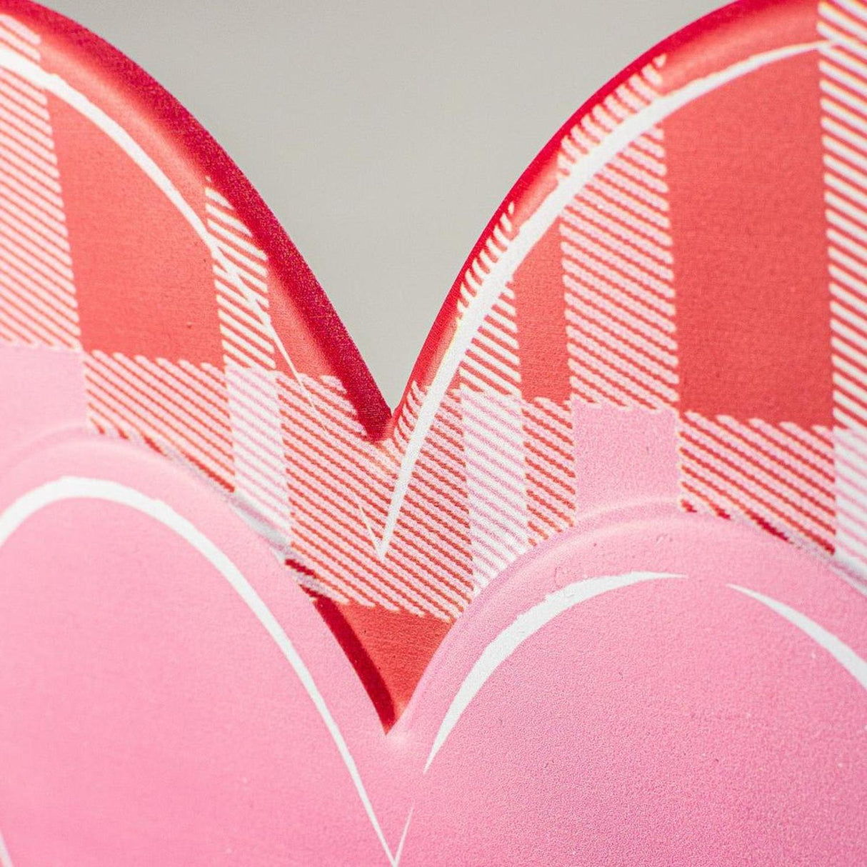 12" Metal Embossed Heart Hanger: Red/Pink Plaid