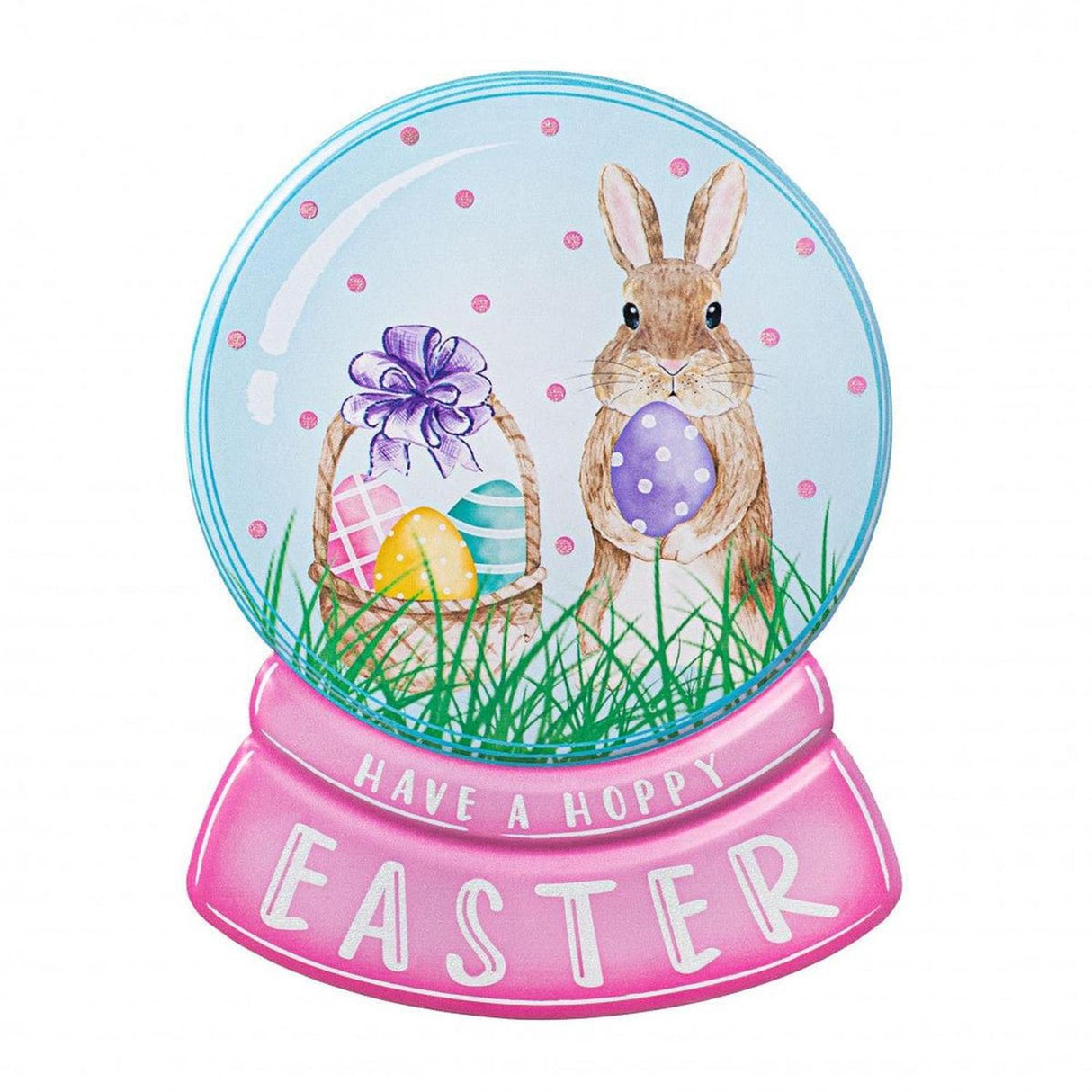 12" Metal Embossed Sign: Easter Snow Globe