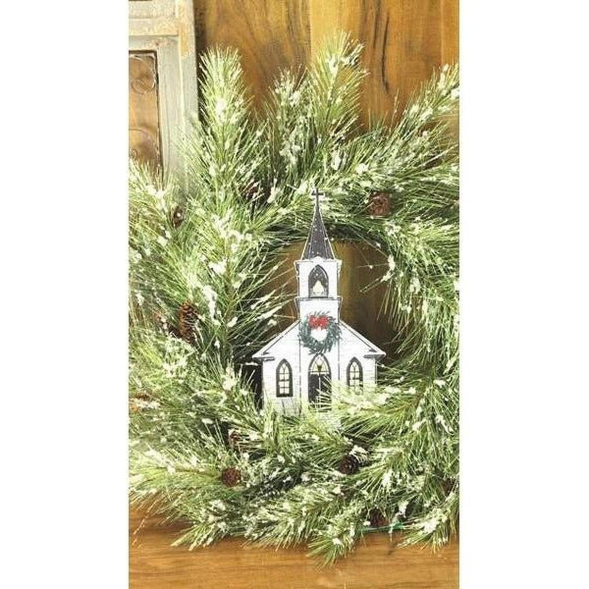 12" Metal Embossed Sign: Winter Church