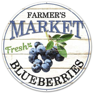 12" Metal Farmer's Market Sign: Blueberries