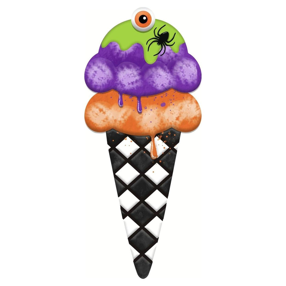 12" Metal Halloween Ice Cream Cone Sign