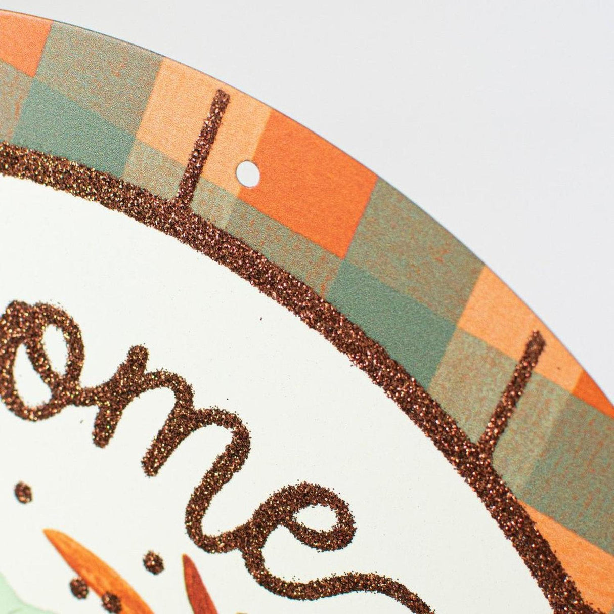 12" Metal Sign: Glitter Welcome Pumpkins Sage