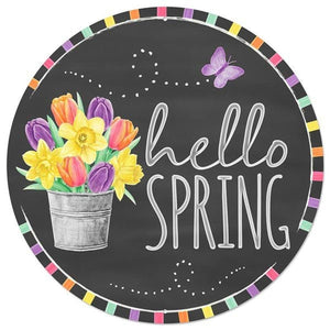 12" Metal Sign: Hello Spring