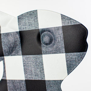 12" Metal Sitting Bunny: Black/White