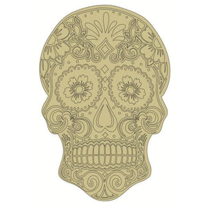 12" Sugar Skull (Floral Eyes) Wood Cutout - Unfinished Wood