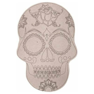 12" Sugar Skull (Rose Head) Wood Cutout - Unfinished Wood