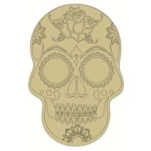 12" Sugar Skull (Rose Head) Wood Cutout - Unfinished Wood