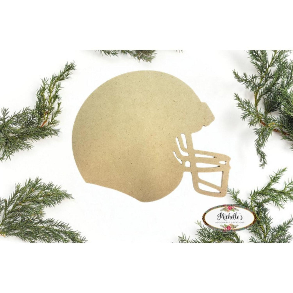 12" Unpainted MDF Football Helmet Cutout