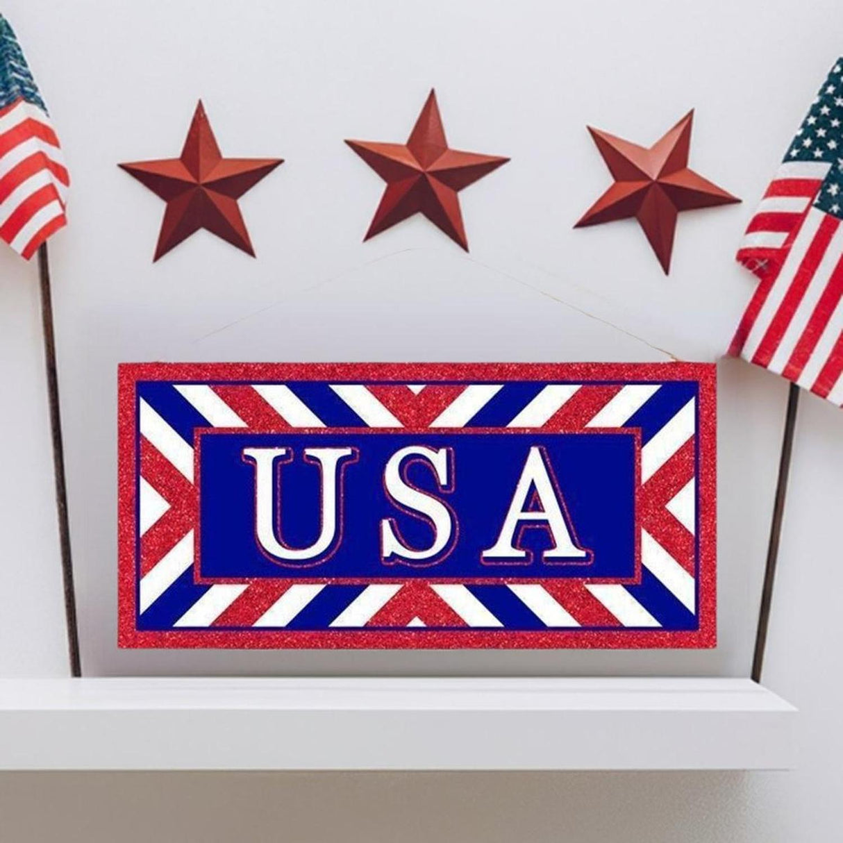 12" Wooden Sign: USA