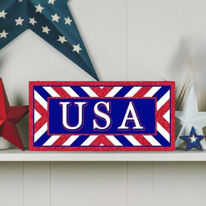 12" Wooden Sign: USA