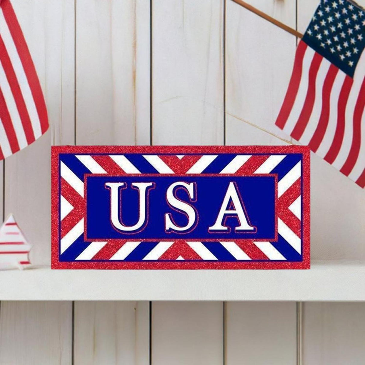 12" Wooden Sign: USA