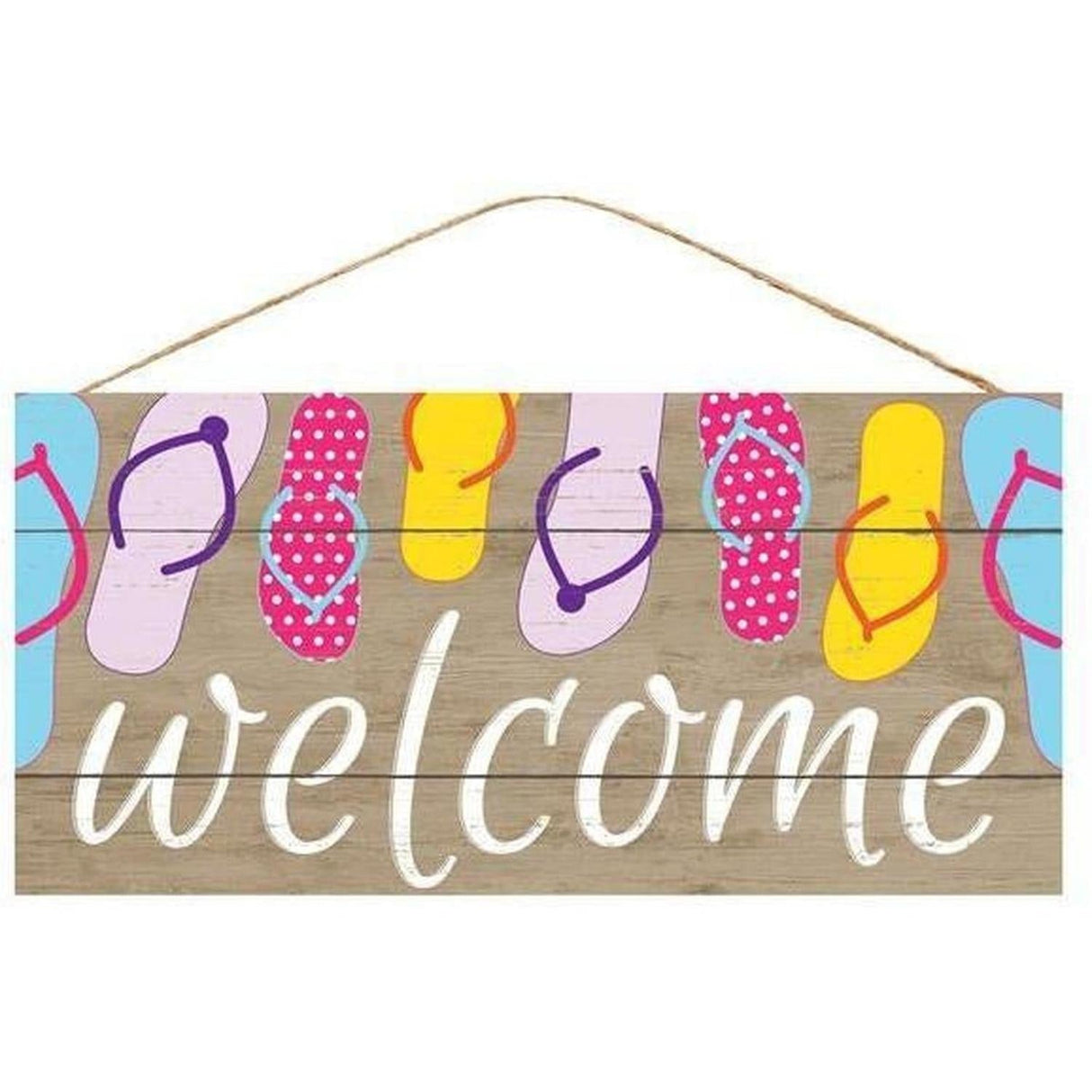 12" Wooden Sign: Welcome/Flip Flops