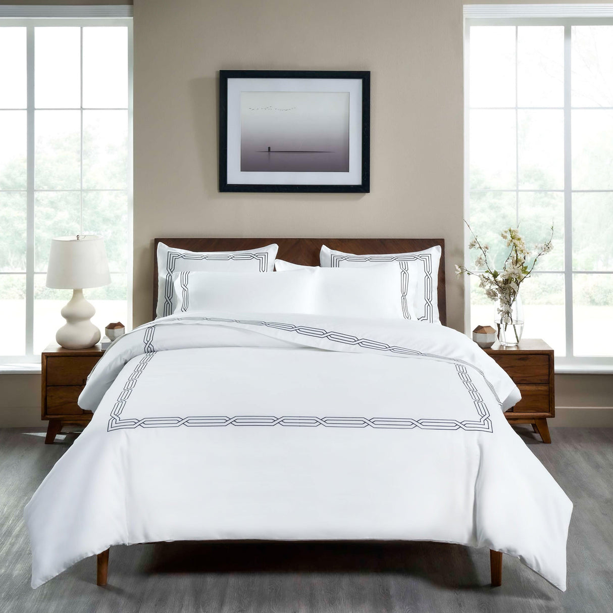 1200 Thread Count Egyptian Cotton Embroidered Duvet Cover Set - Egyptian Cotton Duvet Cover Set by Superior