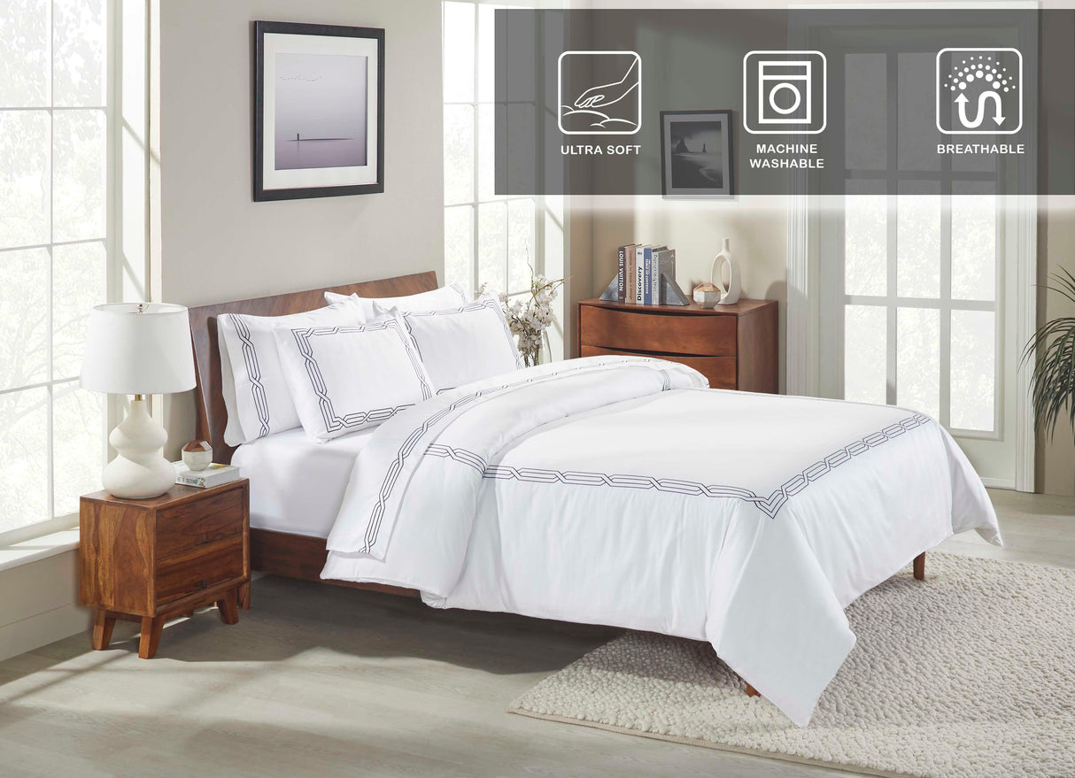 1200 Thread Count Egyptian Cotton Embroidered Duvet Cover Set - Egyptian Cotton Duvet Cover Set by Superior
