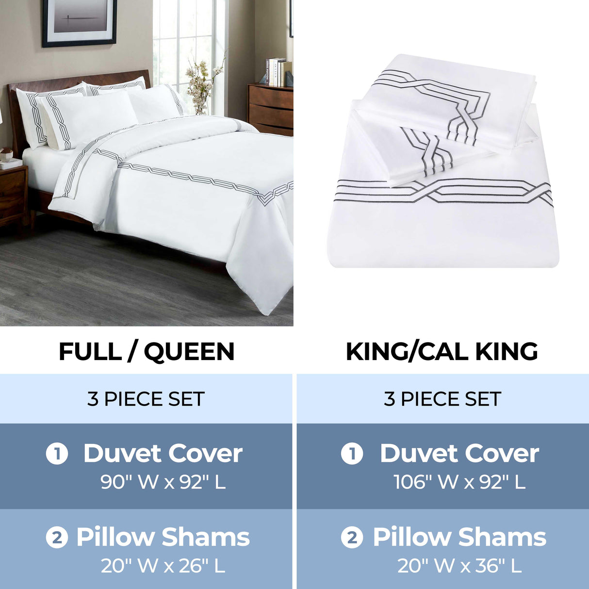 1200 Thread Count Egyptian Cotton Embroidered Duvet Cover Set - Egyptian Cotton Duvet Cover Set by Superior