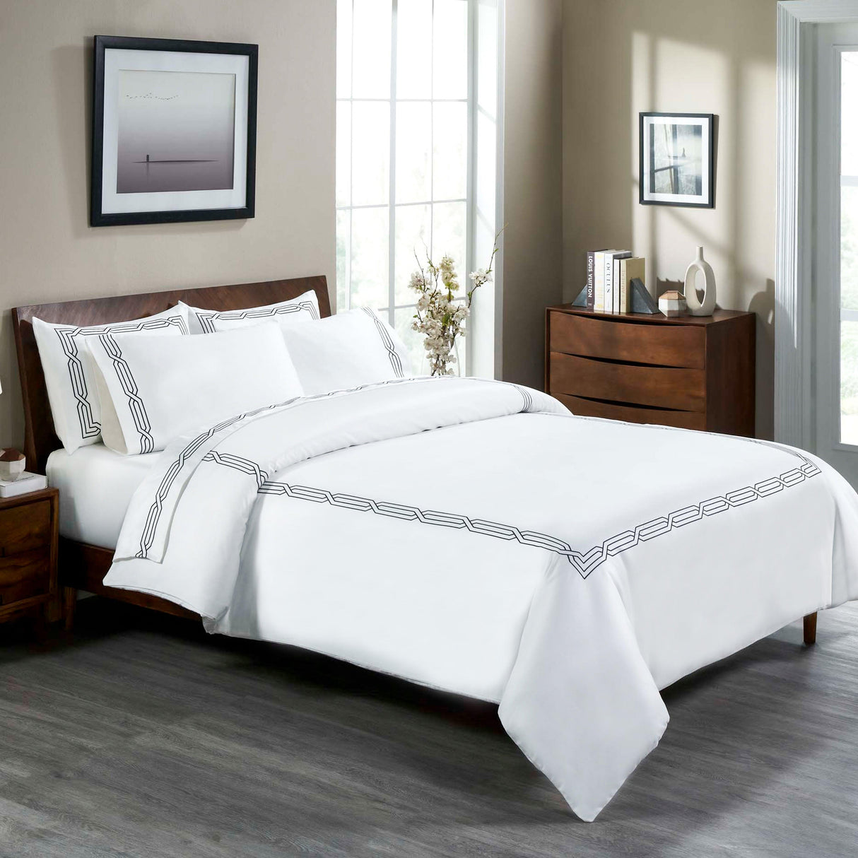 1200 Thread Count Egyptian Cotton Embroidered Duvet Cover Set - Egyptian Cotton Duvet Cover Set by Superior