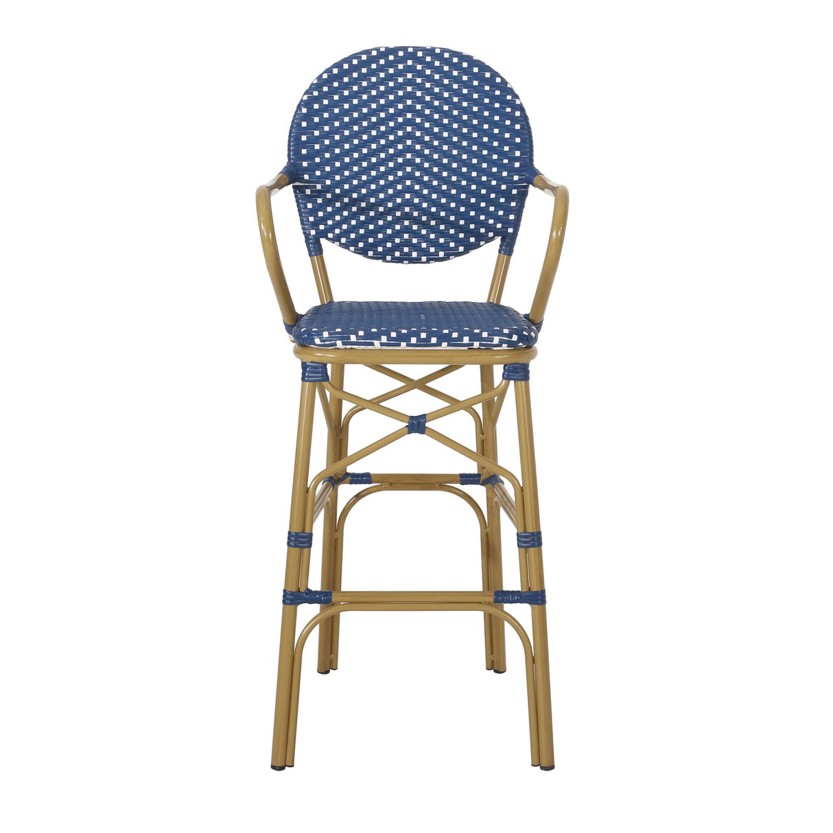Outdoor Wicker And Aluminum French Barstools (Set of 2)