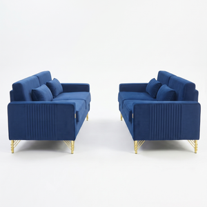 Royal Blue Velvet 2-Piece Sofa Set