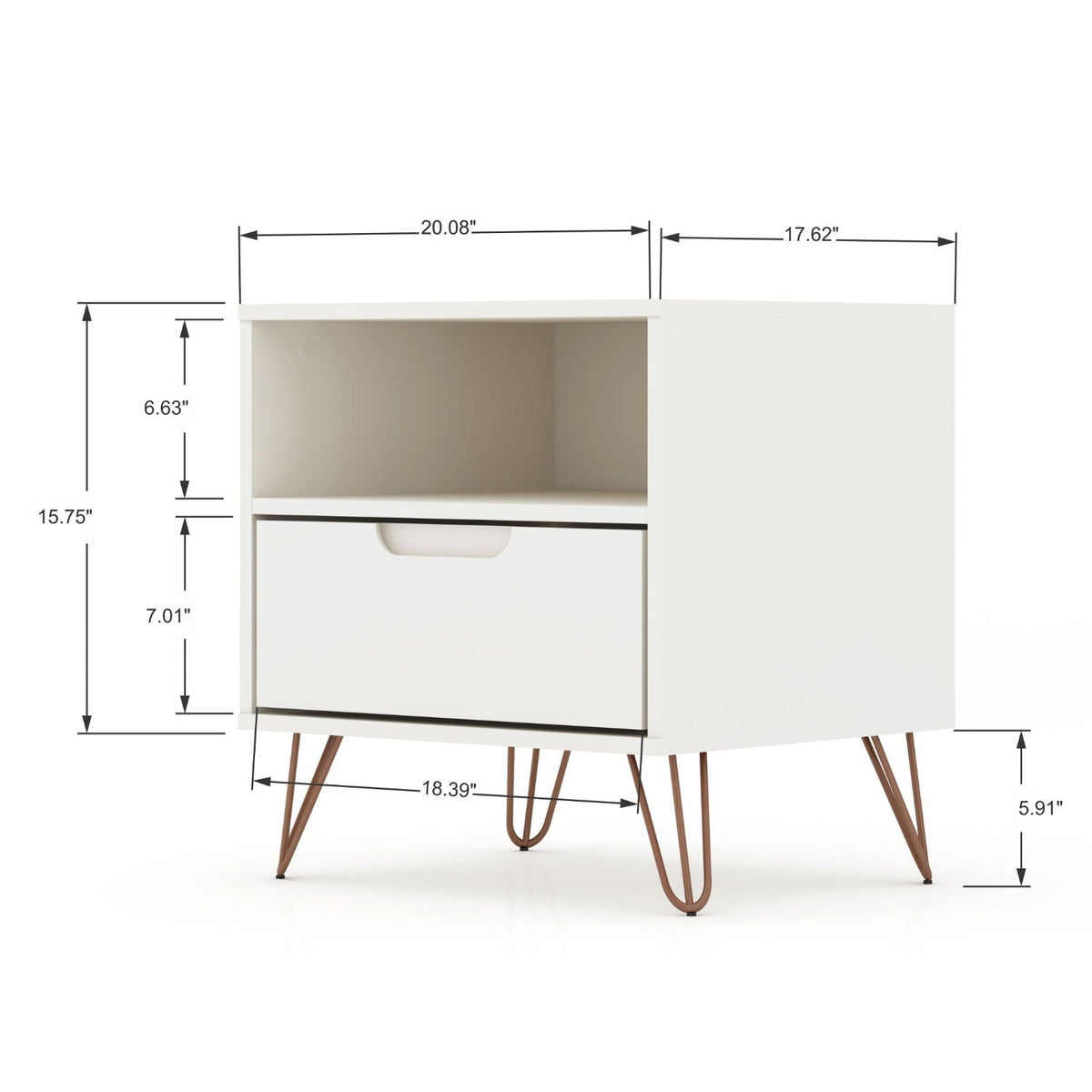 Rockefeller - Nightstand With 1 Drawer - White