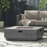 Modern Square Iron Fire Pit 50,000 BTU Stone Gray 39-Inch