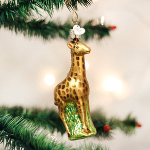 Baby Giraffe Ornament Hand-Blown Glass 4.5x2.5x4.75 Inches