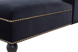 58" Velvet Chaise Lounge with Nailhead Trim and Solid Wood Legs