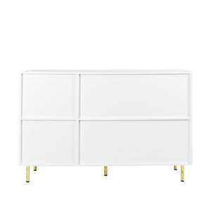 3 Door Large Storage Sideboard With Handles For Kitchen, Dining Room And Living Room, Accent Buffet Cabinet, Coffee Bar Sideboard Cabinet With 3 Doors - White / Gold