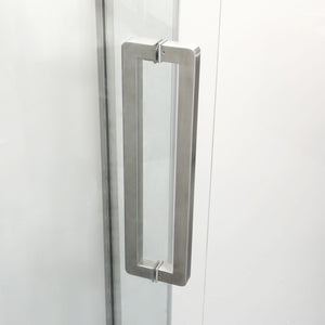 Semi Frameless Neo Angle Hinged Shower Enclosure With Clear Tempered Glass - Brushed Nickel