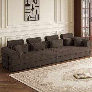 Modern L-Shape Modular Sectional Sofa, Compressed Design