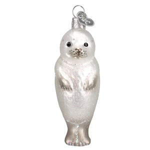Seal Pup Glass Christmas Ornament