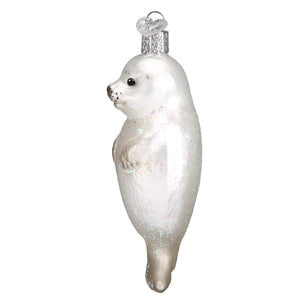 Seal Pup Glass Christmas Ornament