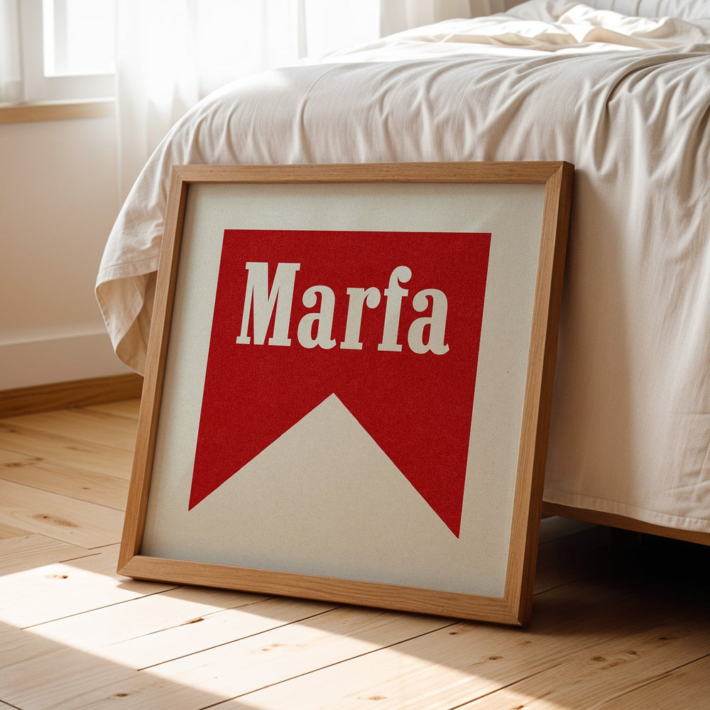 Marfa Texas Banner Typography Square Art Home Decor Print Poster