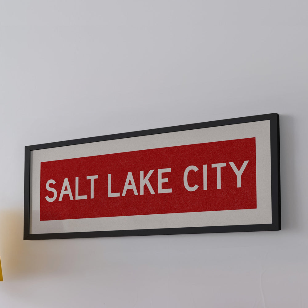 Framed Salt Lake City Red Bus Scroll