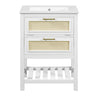 Modern Bathroom Vanity With Integrated Sink, Cabinet With 1 Deep Drawer And 1 Tip-Out Drawer
