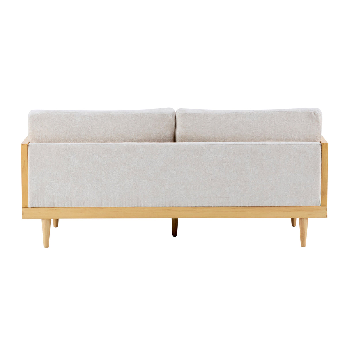 Emir 72" Square Arm 3-Seater Boucle Sofa with Cane Rattan and Wooden Frame