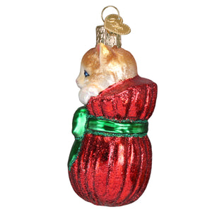Old World Christmas Glass Kitten Figurine Letting The Cat Out Of Bag