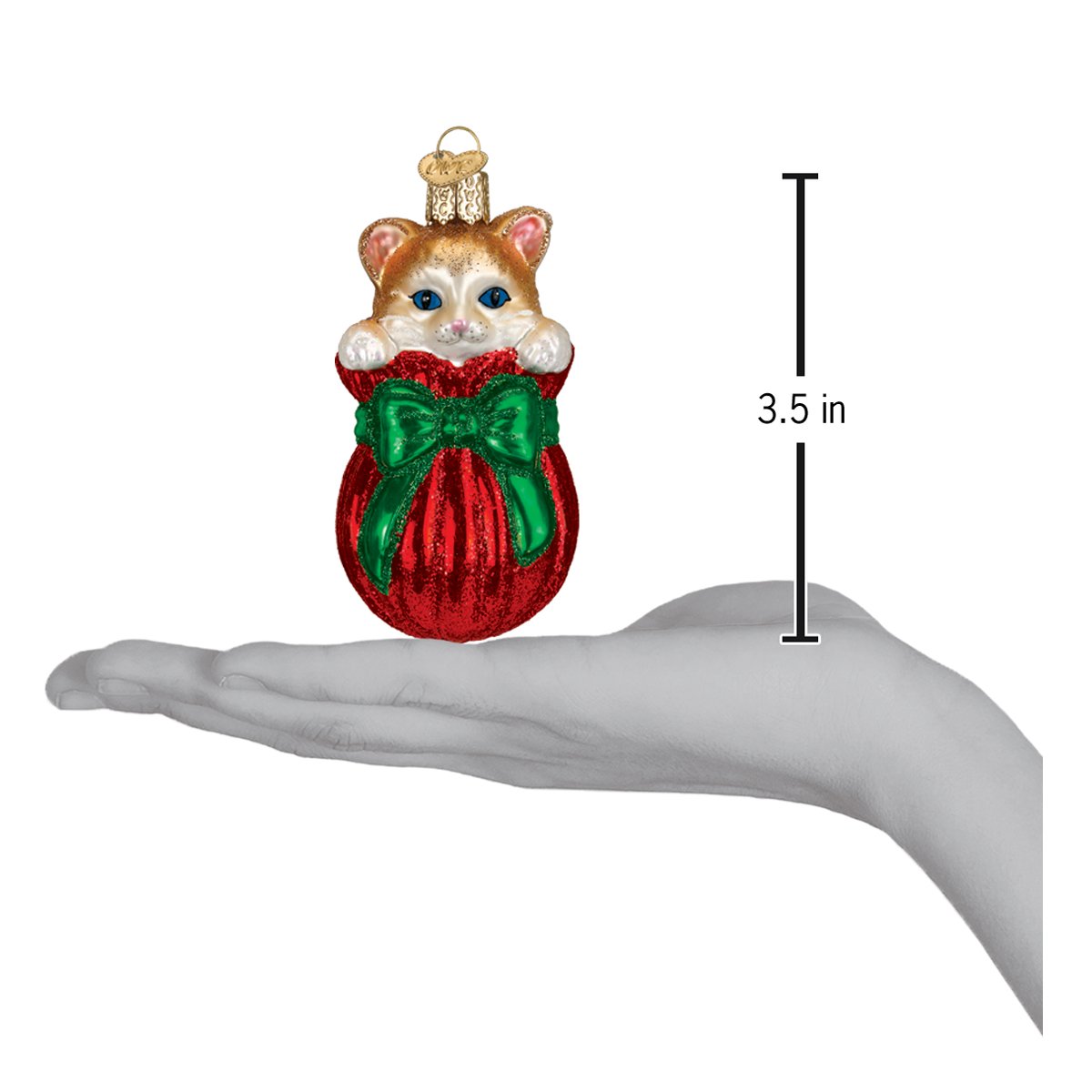 Old World Christmas Glass Kitten Figurine Letting The Cat Out Of Bag