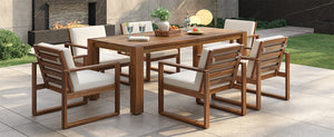 TREXM Patio Table and Chairs Set for 6 with Umbrella Hole
